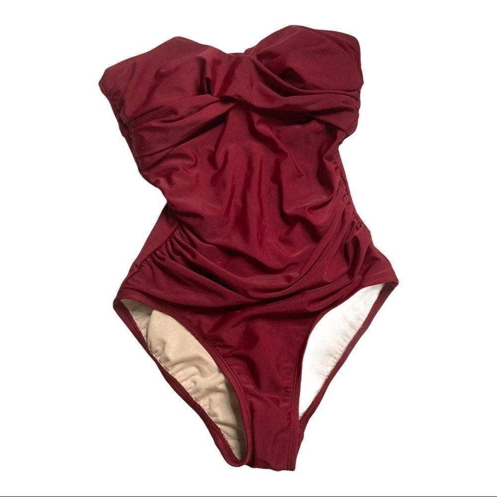 KONA SOL Swimwear, Small, Wine, Ruched, One piece‎